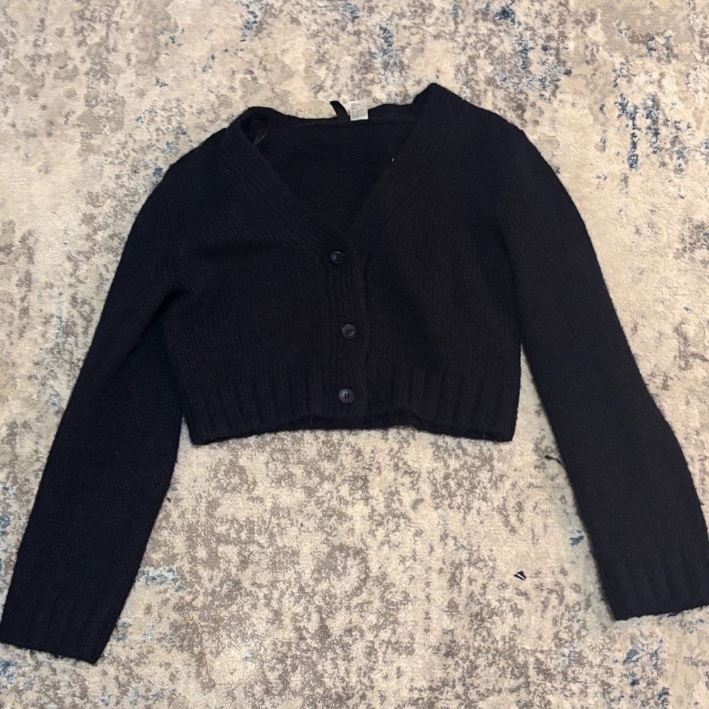 Navy Women's Cropped Cardigan Sweater